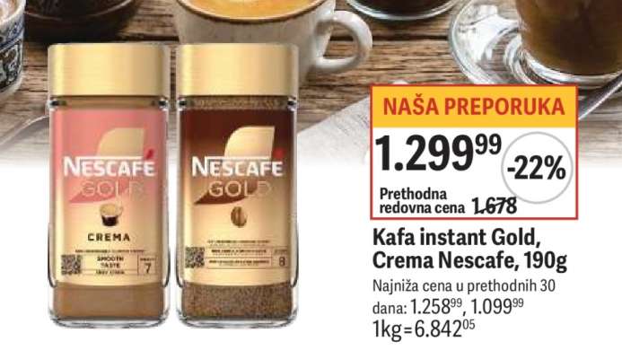 Kafa instant Gold Crema Nescafe 190g