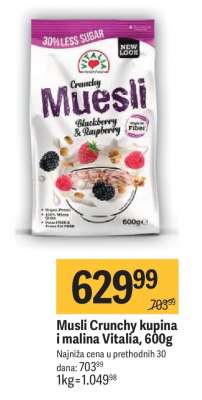 Musli Crunchy kupina i malina Vitalia, 600g