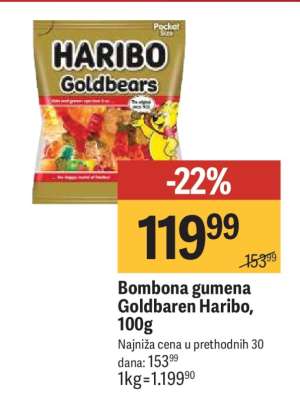 Bombona gumena Goldbaren Haribo 100g