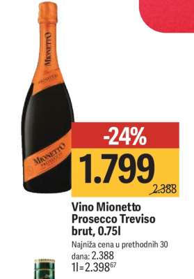 Vino Mionetto Prosecco Treviso Brut, 0.75l