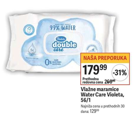 Vlažne maramice Water Care Violeta , 56/1