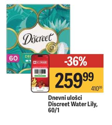 Dnevni ulošci Discreet Water Lily, 60/1