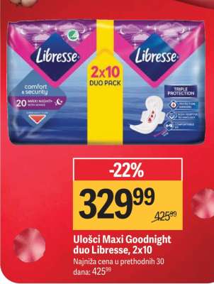 Ulošci Maxi Goodnight duo Libresse, 2x10