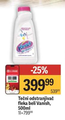 Tečni odstranjivač fleka beli Vanish , 500ml