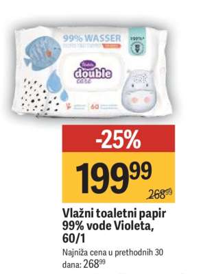 Vlažni toaletni papir 99% vode Violeta, 60/1