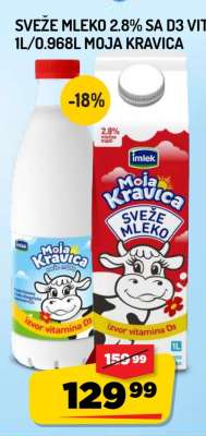 Moja Kravica Sveže Mleko 2.8% sa D3
