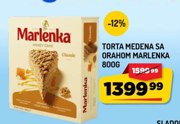 Torta medena sa orahom Marlenka 800g