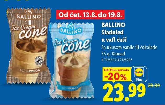 Ballino Sladoled u vafl čaši