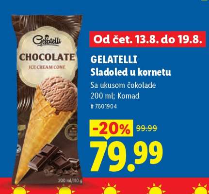 Gelatelli Sladoled u kornetu