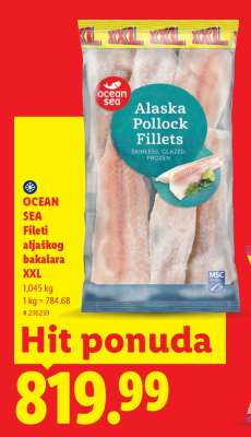 Ocean Sea Fileti aljaškog bakalara XXL