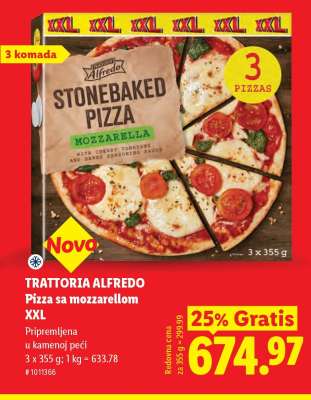 Trattoria Alfredo Pizza sa mozzarellom XXL