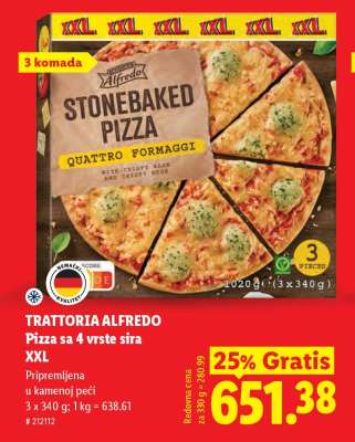 Trattoria Alfredo Pizza sa 4 vrste sira XXL