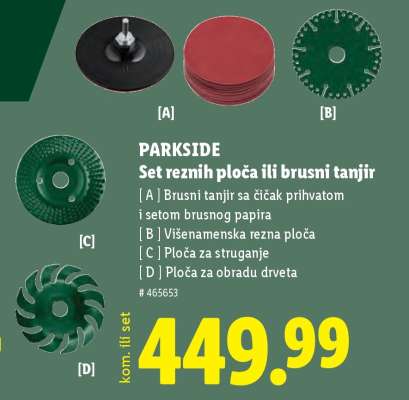 PARKSIDE Set reznih ploča ili brusni tanjir