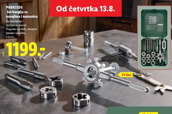 PARKSIDE Set burgija sa navojima i nareznica