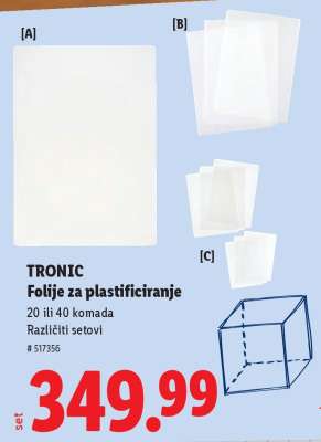 TRONIC Folije za plastificiranje