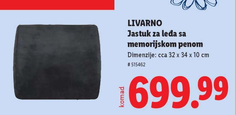 Jastuk za leđa sa memorijskom penom