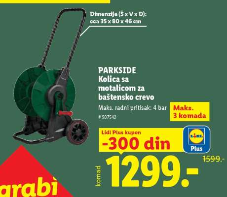 Parkside Kolica sa motalicom za baštensko crevo