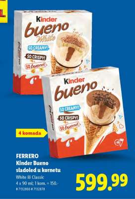 FERRERO Kinder Bueno sladoled u kornetu