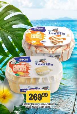 Sladoled Familia Vanilla & Caramel Syrup, Mango Cocos