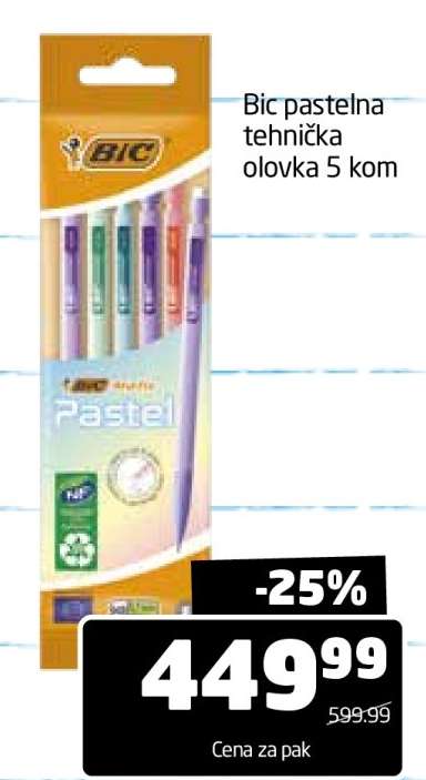 Bic pastelna tehnička olovka 5 kom