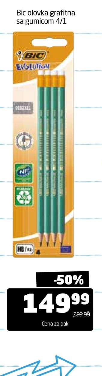 Bic olovka grafitna sa gumicom 4/1