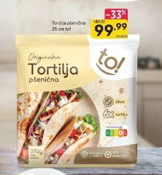 Tortilja pšeničná 25 cm to!