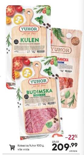 Kobasica Yuhor 100 g, više vrsta