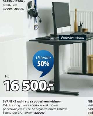 SVANEKE RADNI STO SA PODESIVOM VISINOM