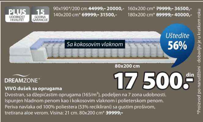 DREAMZONE VIVO dušek sa oprugama