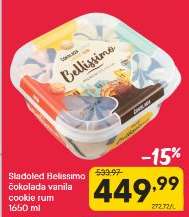 Sladoled Bellissimo čokolada vanila cookie rum