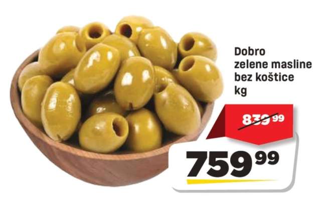 Dobro zelene masline bez kostice