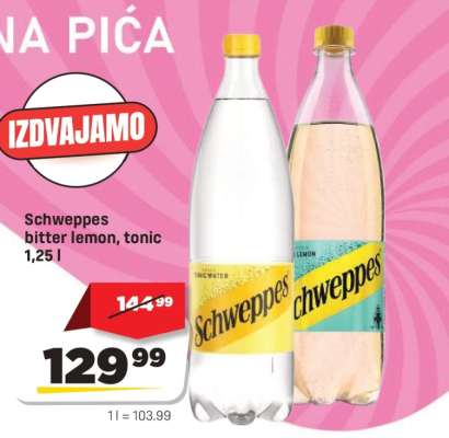 Schweppes bitter lemon, tonic 1.25 l