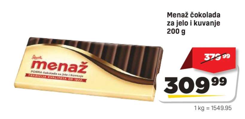 Menaž čokolada za jelo i kuvanje 200 g
