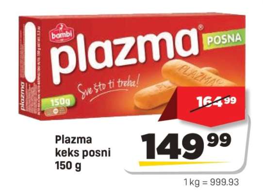 Plazma keks posni 150 g