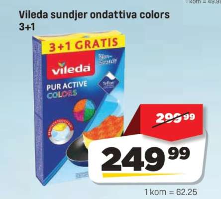 Vileda sundjer ondattiva colors 3+1