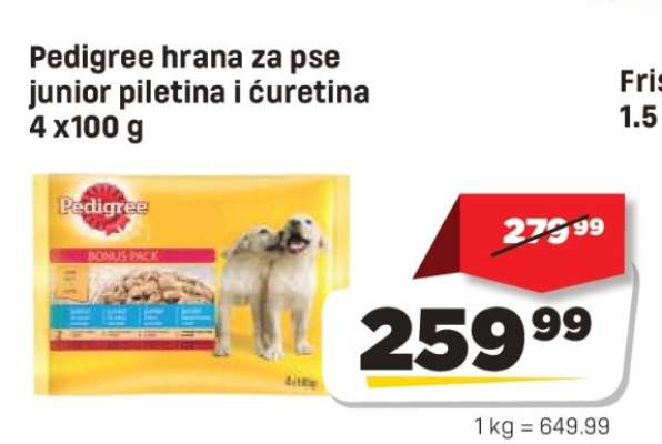 Pedigree hrana za pse junior piletina i ćuretina 4 x 100 g