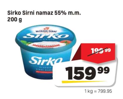 Sirko sirni namaz 55% m.m. 200 g