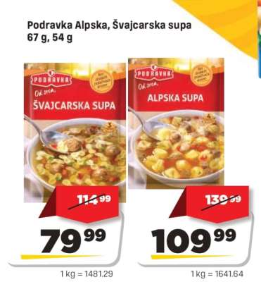 Podravka alpska, švajcarska supa