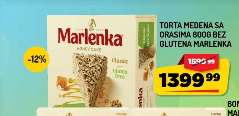 Torta medena sa orasima 800g bez glutena Marlenka