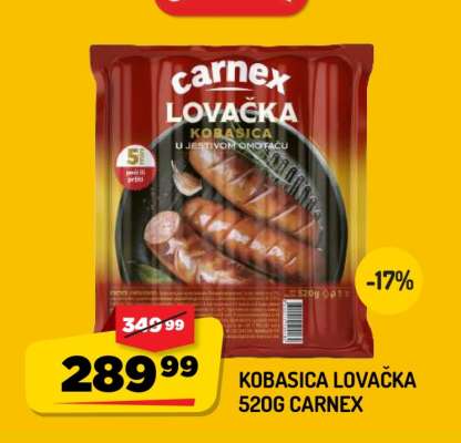 Kobasica Lovačka 520g Carnex