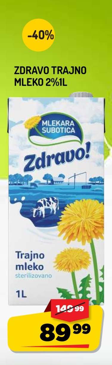 Zdravo Trajno Mleko 2% 1L