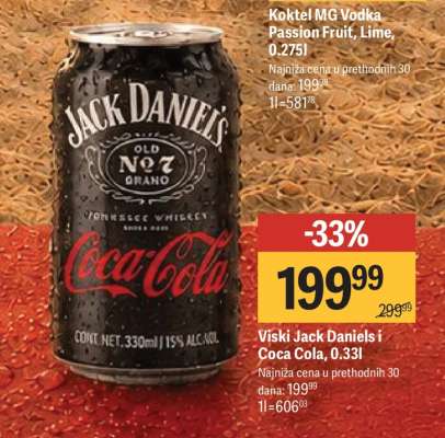 Viski Jack Daniels i Coca Cola, 0.33l