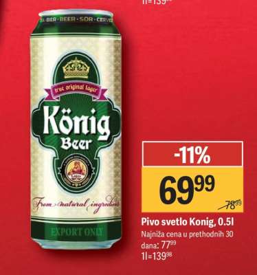 Pivo svetlo Konig 0.5l