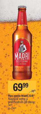 Pivo svetlo Madrí, 0,4l