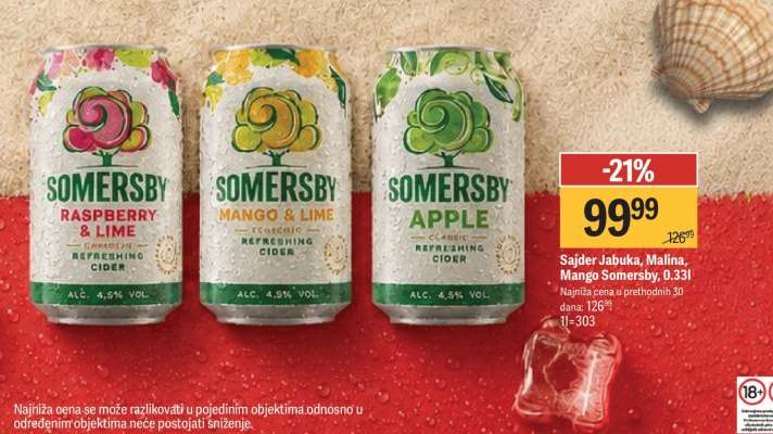 Sajder Jabuka, Malina, Mango Somersby, 0.33l
