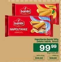 Napolitanke Bambi 185g (mleko i limun, limun)