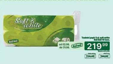 Toaletní papír 3-vr. soft white Baš Baš 10 kom.