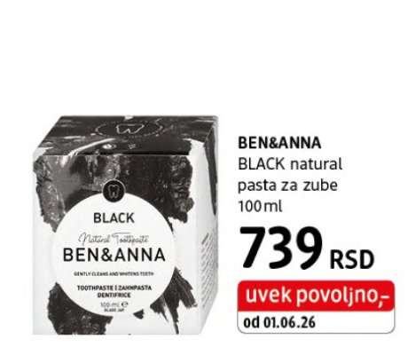 BEN&ANNA BLACK natural pasta za zube 100ml