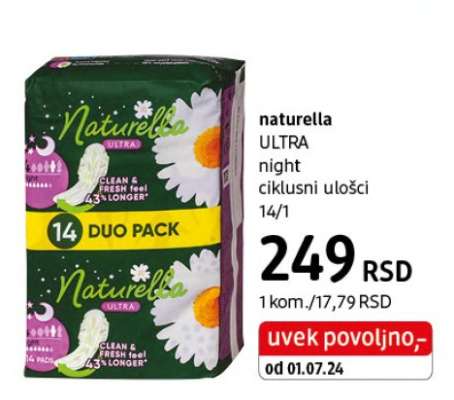 naturella ULTRA night ciklusni ulošci 14/1