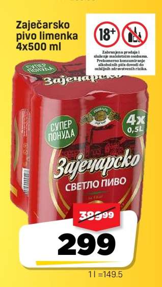 Zaječarsko pivo limenka 4x500 ml